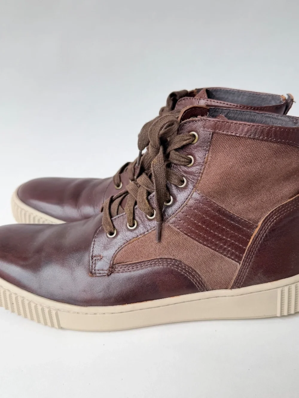 John Varvatos Bedford Trooper High Top Sneakers Brown Men's 10.5